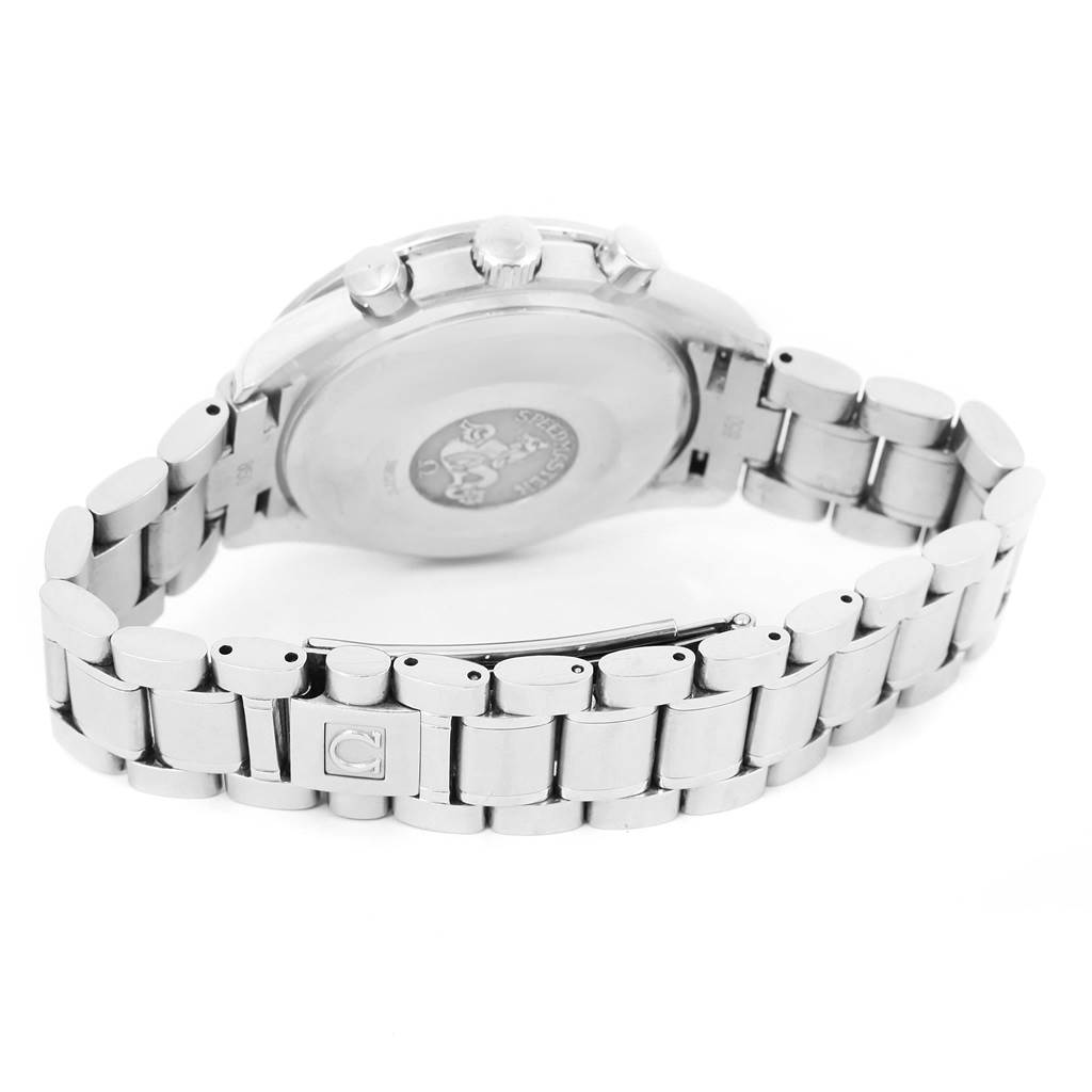 The image shows the back and bracelet of the Omega Speedmaster 3513.50.00 Men's Stainless Steel Black Dial 3513.50.00 Men's Stainless Steel Black Dial watch from a rear angle view.