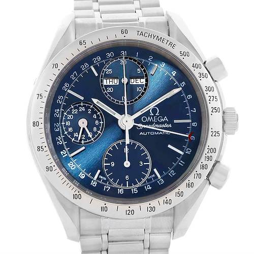 Photo of Omega Speedmaster Automatic Day Date Blue Dial Mens Watch 3521.80.00