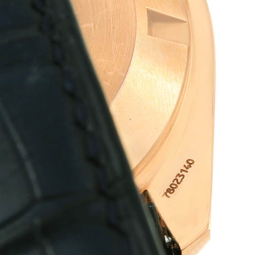 This close-up image shows part of the strap and a partially visible case with numbers on an Omega Speedmaster 178.0022 Men's Blue Dial 178.0022 Men's Blue Dial watch.