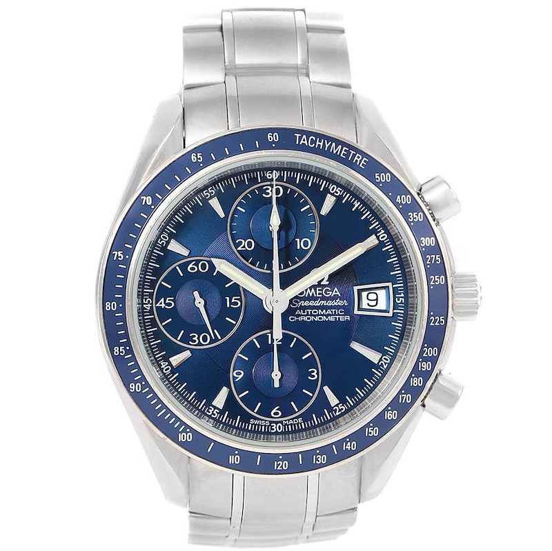 Omega Speedmaster Date Blue Dial Steel Watch 3212.80.00 SwissWatchExpo