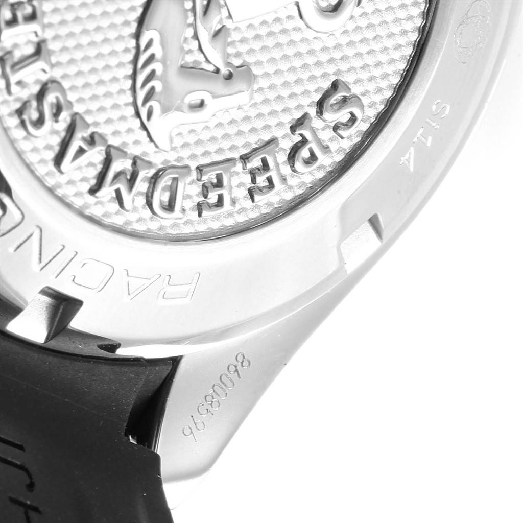 The image shows the case back of an Omega Speedmaster 326.32.40.50.03.001 Men
s Stainless Steel Blue Dial 326.32.40.50.03.001 Men
s Stainless Steel Blue Dial watch, focusing on the engraved logo and serial number.