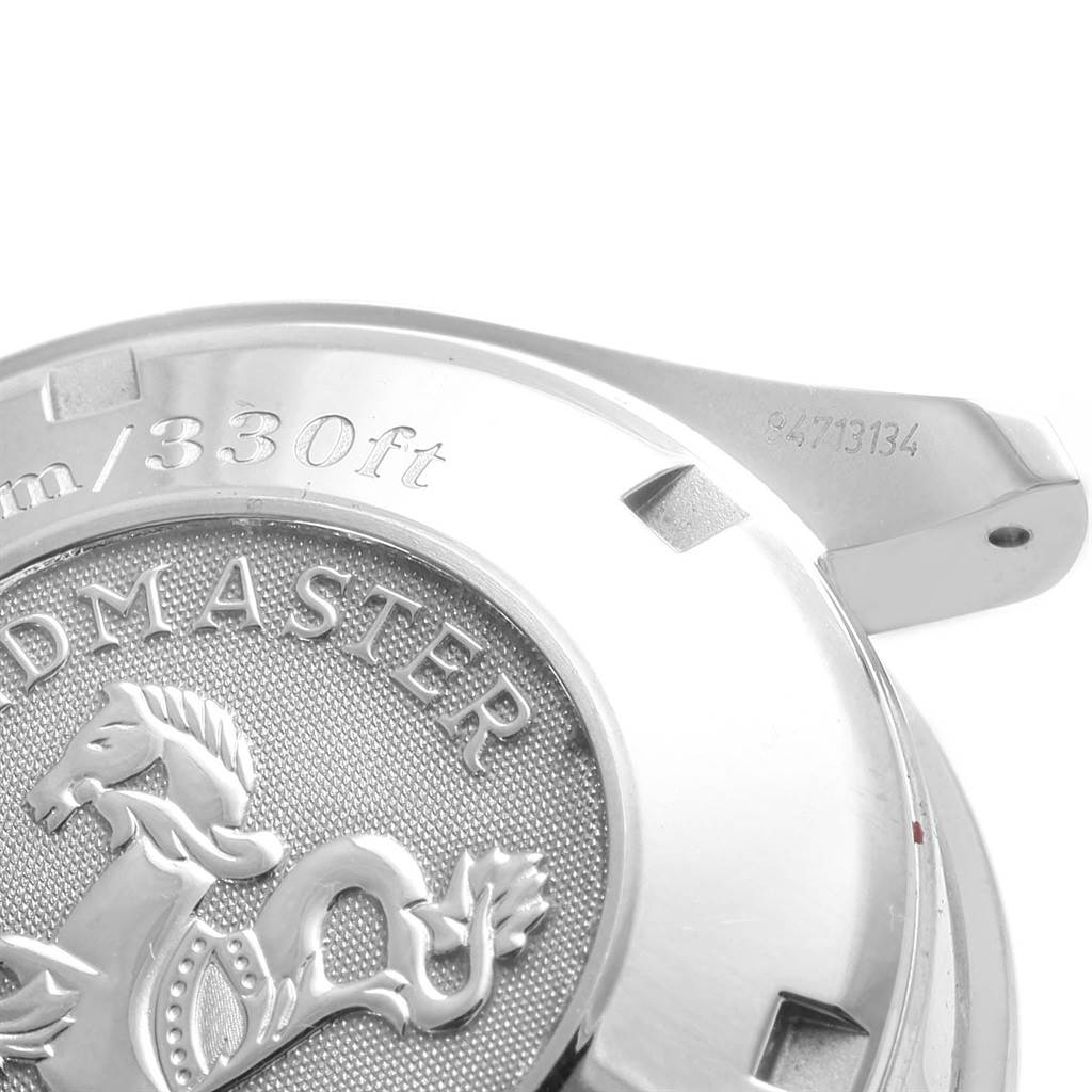 This is a close-up view of the case back of an Omega Speedmaster 3212.80.00 Men
s Stainless Steel Blue Dial 3212.80.00 Men
s Stainless Steel Blue Dial watch, showing the engraved design and model text.