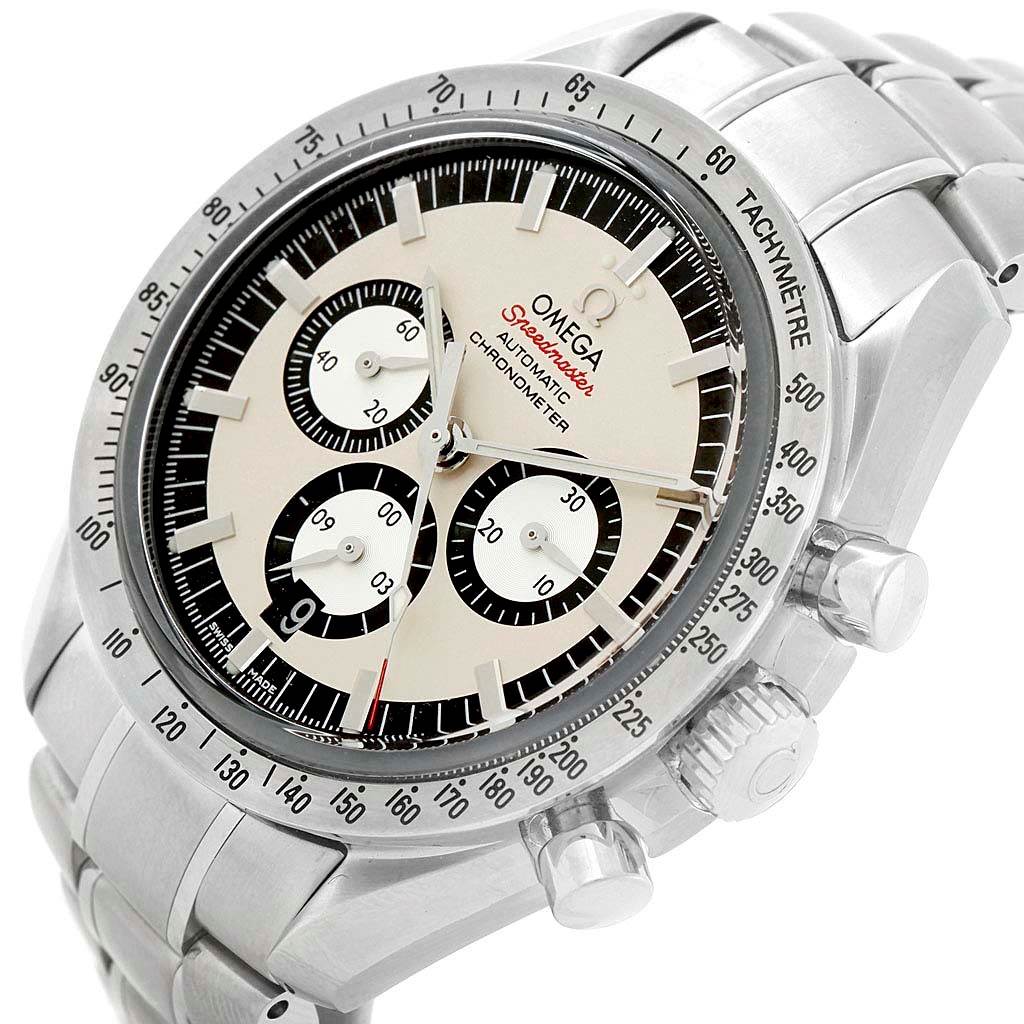 This image shows the Omega Speedmaster 3506.31.00 Men's Stainless Steel Silver Dial 3506.31.00 Men's Stainless Steel Silver Dial watch from a front-right angle, highlighting the dial, bezel, and bracelet.