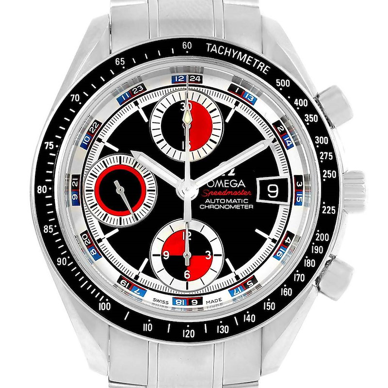 Omega Speedmaster Date Black Red Mens Watch 3210.52.00 Card SwissWatchExpo