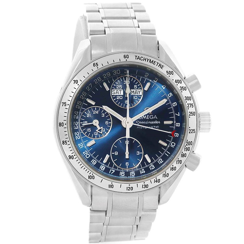 Omega Speedmaster Day-Date Blue Dial Mens Watch 3523.80.00 Box Card SwissWatchExpo