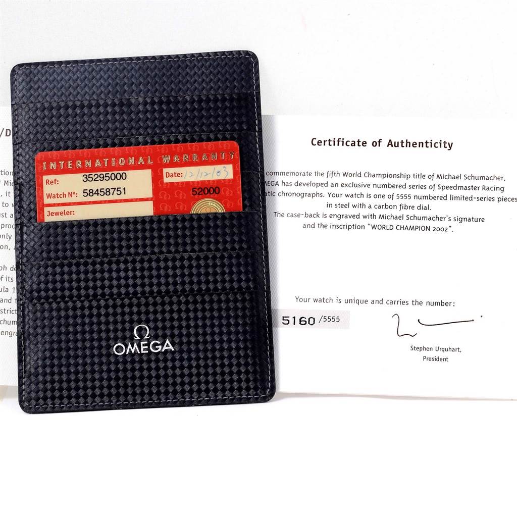 The image shows the international warranty card and certificate of Best Quality
ity for an Omega Speedmaster 3529.50.00 Men
s Stainless Steel Black Dial 3529.50.00 Men
s Stainless Steel Black Dial watch.