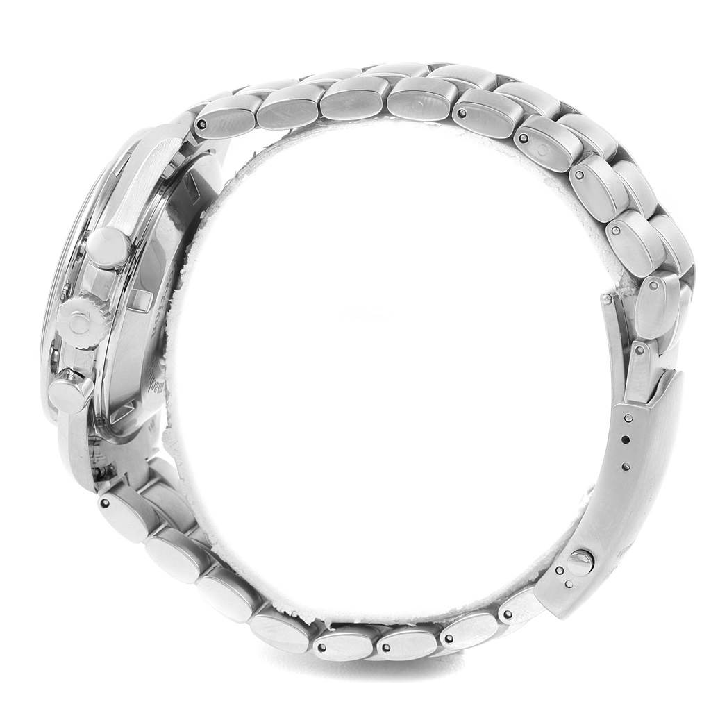 The image shows a side profile of the Omega Speedmaster 3506.31.00 Men's Stainless Steel Silver Dial 3506.31.00 Men's Stainless Steel Silver Dial, highlighting the bracelet and pushers.