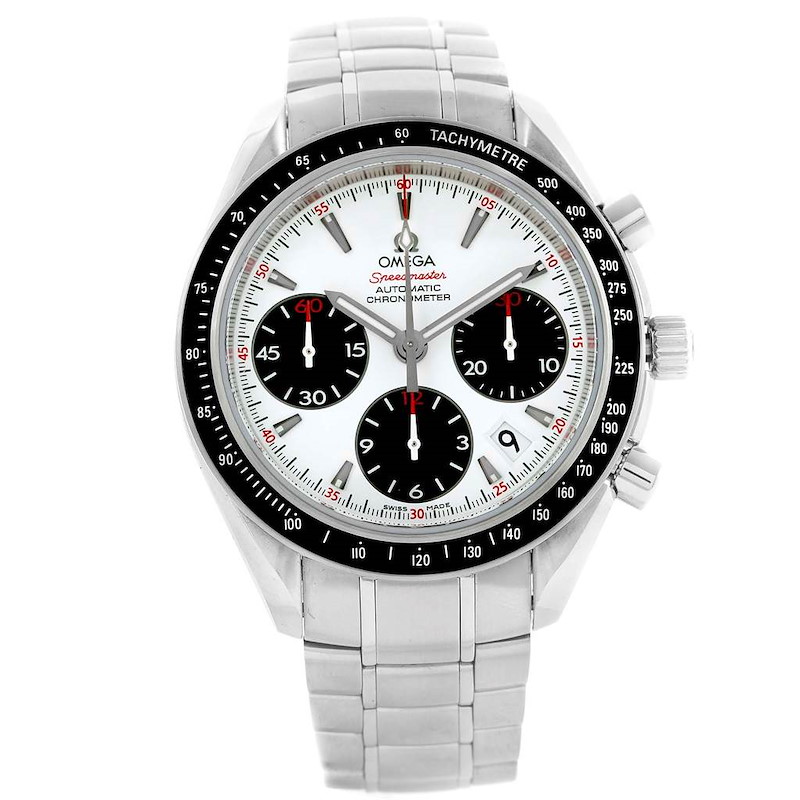 Omega Speedmaster Day Date White Dial Watch 323.30.40.40.04.001 Box Card SwissWatchExpo
