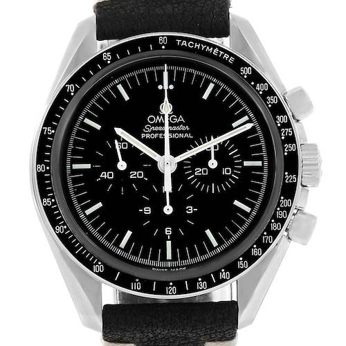 Photo of Omega Speedmaster Chronograph Black Dial Leather Strap Mens MoonWatch