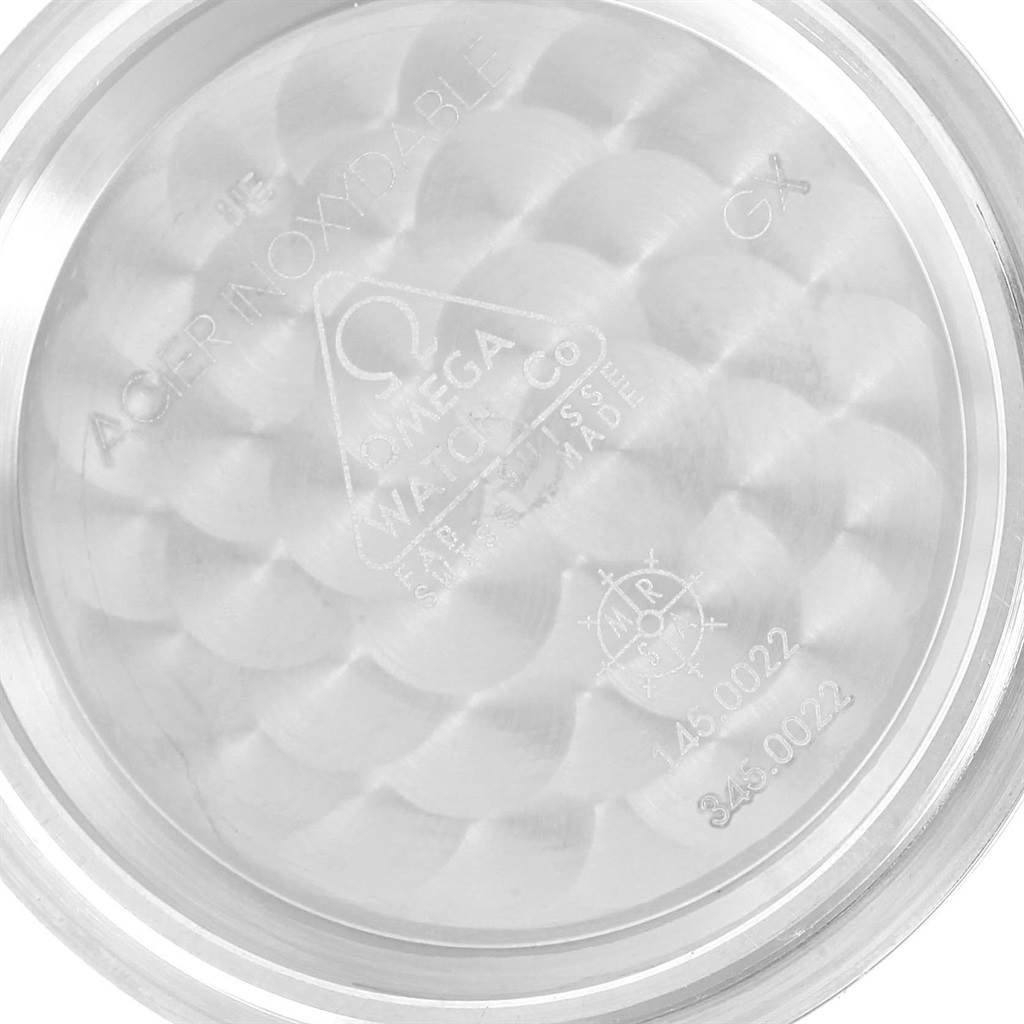 The image shows the interior of the case back of an Omega Speedmaster 311.30.42.30.01.005 Men
s Stainless Steel Black Dial 311.30.42.30.01.005 Men
s Stainless Steel Black Dial watch with embossed branding and model details.