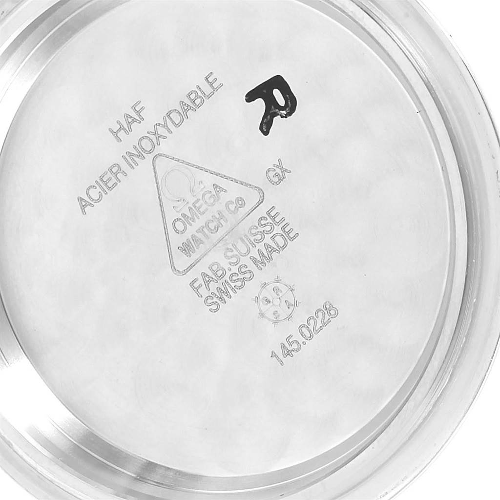 This image shows the inner case back of an Omega Speedmaster 3577.50.00 Men's Stainless Steel Black Dial 3577.50.00 Men's Stainless Steel Black Dial watch.