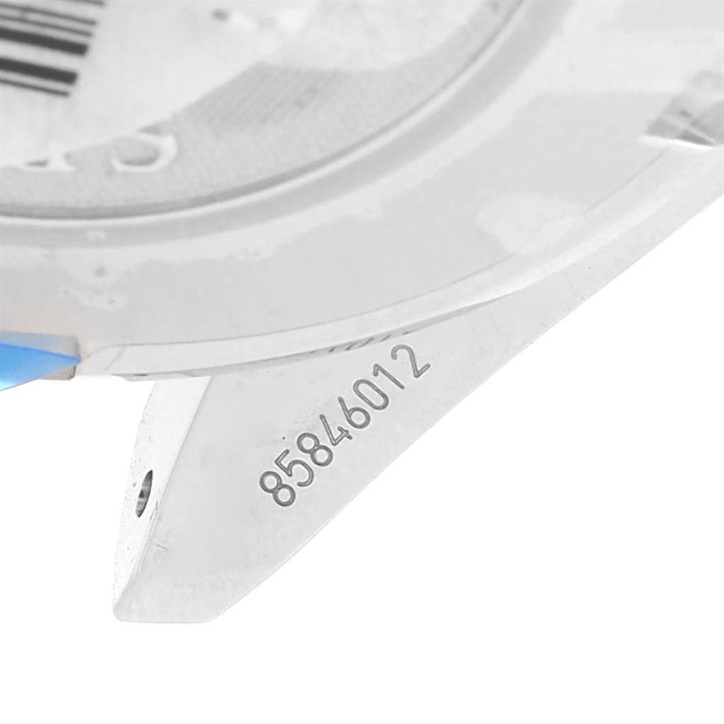 This close-up image shows the underside of the casing of an Omega Speedmaster 323.30.40.40.06.001 Men's Stainless Steel Grey Dial 323.30.40.40.06.001 Men's Stainless Steel Grey Dial watch with a visible serial number.