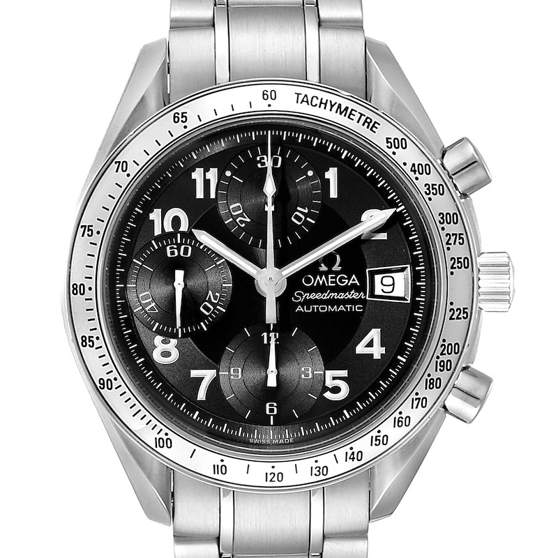 Omega Speedmaster Date Black Arabic Dial LE Steel Mens Watch 3513.52.00 SwissWatchExpo