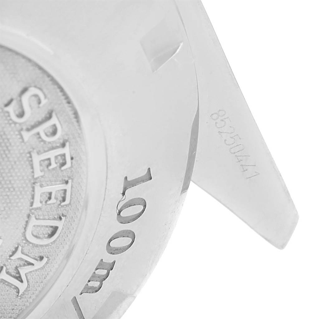 This image shows a close-up angle of the back casing and lugs of an Omega Speedmaster 323.30.40.40.04.001 Men's Stainless Steel White Dial 323.30.40.40.04.001 Men's Stainless Steel White Dial watch.