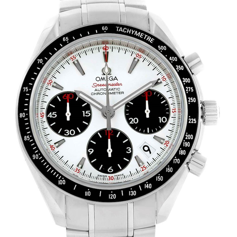Omega Speedmaster Day Date White Dial Watch 323.30.40.40.04.001 Box Card SwissWatchExpo