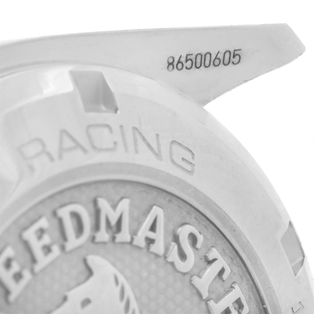 This image shows the case back of an Omega Speedmaster 326.30.40.50.02.001 Men
s Stainless Steel Silver Dial 326.30.40.50.02.001 Men
s Stainless Steel Silver Dial watch, highlighting the engraved "Speedmaster" text and serial number.