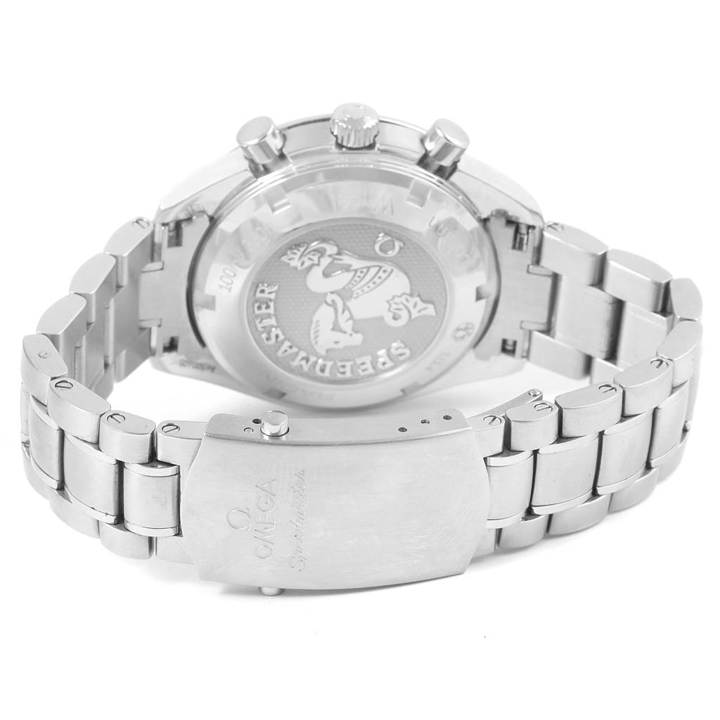 The image shows the back casing and bracelet of the Omega Speedmaster 326.30.40.50.02.001 Men
s Stainless Steel Silver Dial 326.30.40.50.02.001 Men
s Stainless Steel Silver Dial watch.