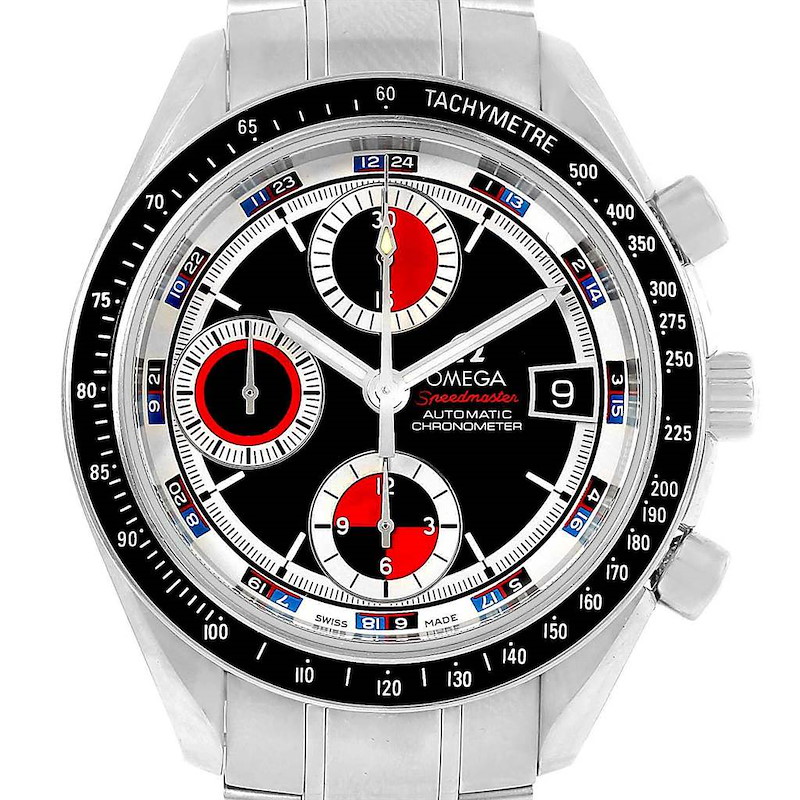 Omega Speedmaster Black Red Dial Chronograph Steel Watch 3210.52.00 SwissWatchExpo