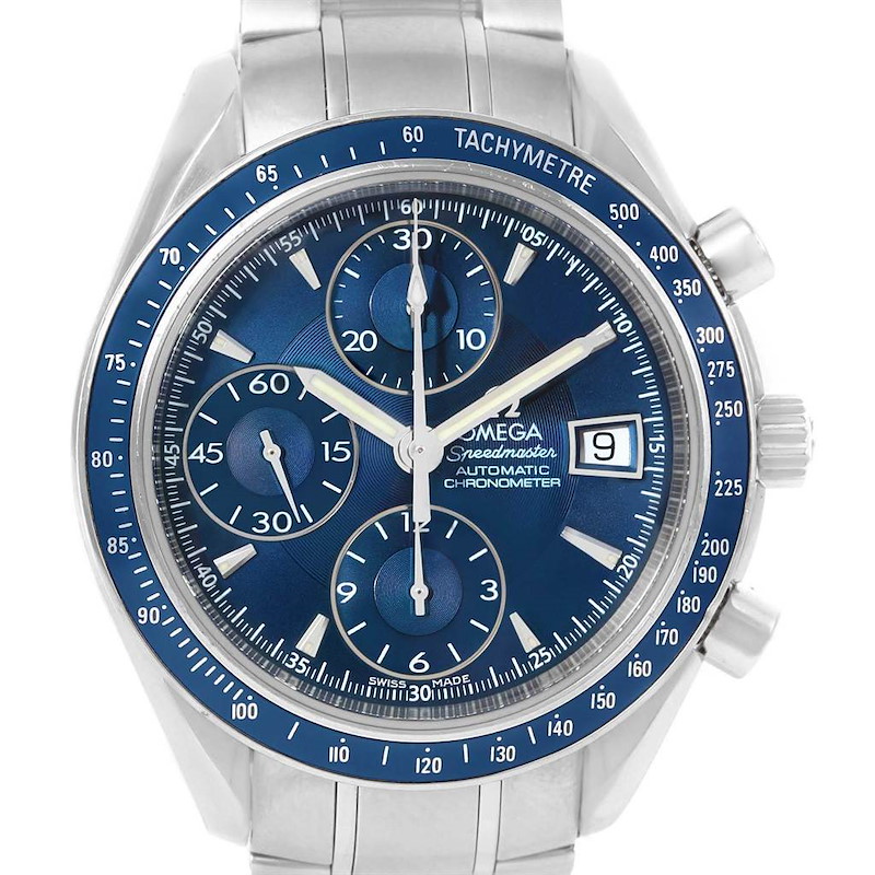 Omega Speedmaster Date Blue Dial Chrono Watch 3212.80.00 SwissWatchExpo