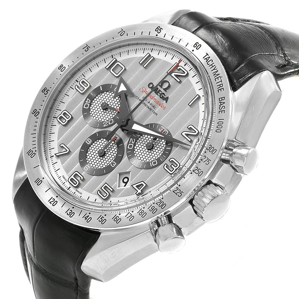 The Omega Speedmaster 321.13.44.50.02.001 Men
s Stainless Steel Silver Dial 321.13.44.50.02.001 Men
s Stainless Steel Silver Dial watch is shown at an angled front view, displaying the dial, chronograph subdials, bezel, and pushers.