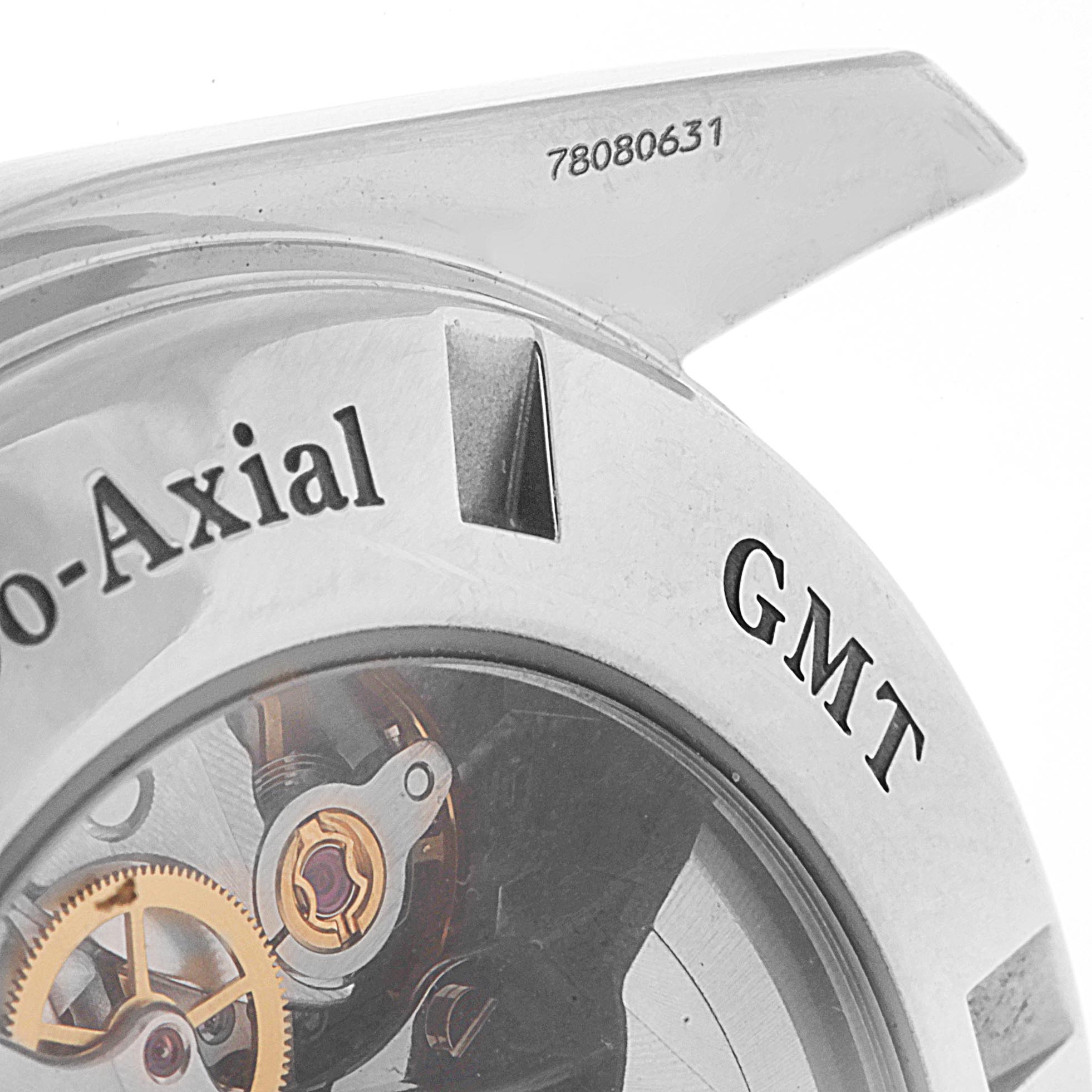 Close-up of the Omega Speedmaster 3581.30.00 Men's Stainless Steel White Dial 3581.30.00 Men's Stainless Steel White Dial's internal components, showcasing the Co-Axial escapement and GMT engraving.