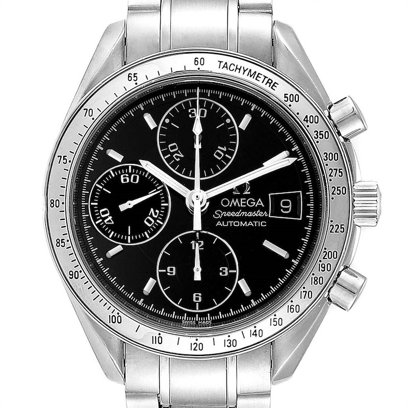 Omega Speedmaster Date Automatic Black Dial Steel Watch 3513.50.00 SwissWatchExpo