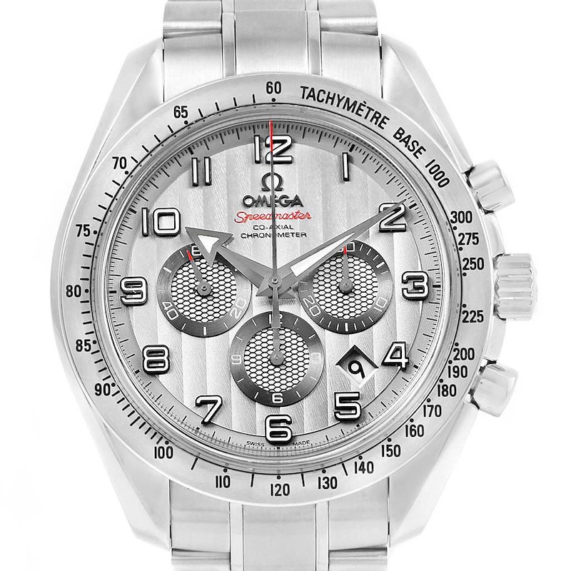 Omega Speedmaster Broad Arrow Silver Dial Watch 321.10.44.50.02.001 Papers SwissWatchExpo