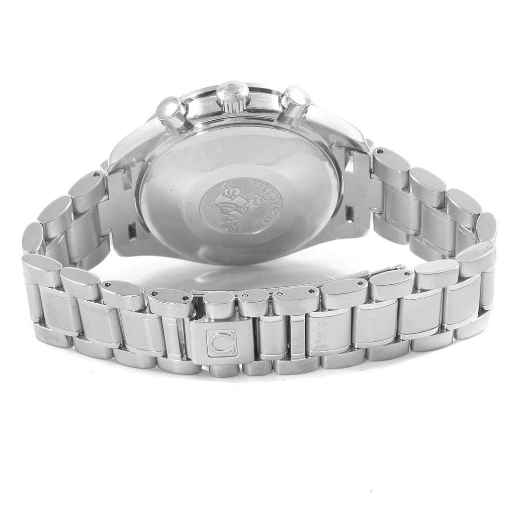 This image shows the back case and bracelet of an Omega Speedmaster 3513.50.00 Men
s Stainless Steel Black Dial 3513.50.00 Men
s Stainless Steel Black Dial watch, taken from a rear angle.