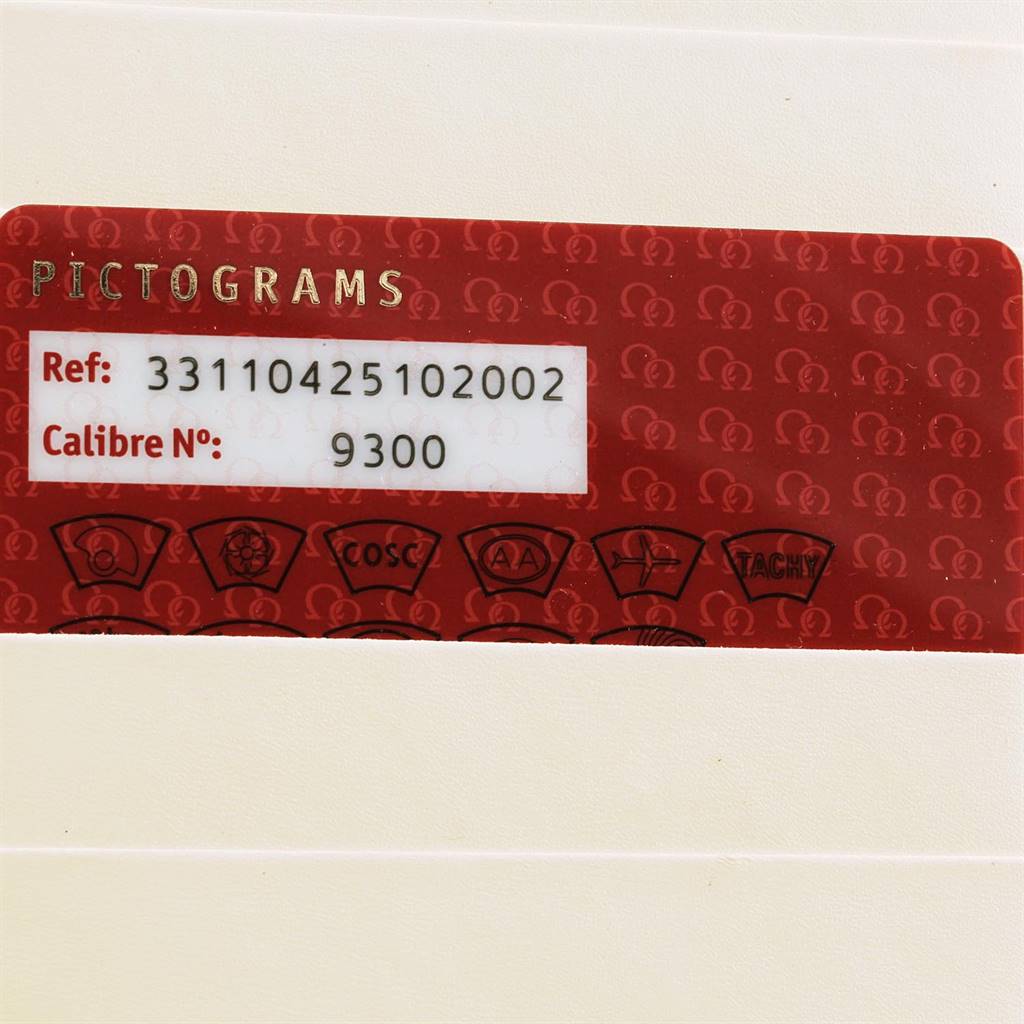 This image shows the reference card for the Omega Speedmaster 331.10.42.51.02.002 Men
s Stainless Steel Silver Dial 331.10.42.51.02.002 Men
s Stainless Steel Silver Dial model, displaying the reference number and calibre number.