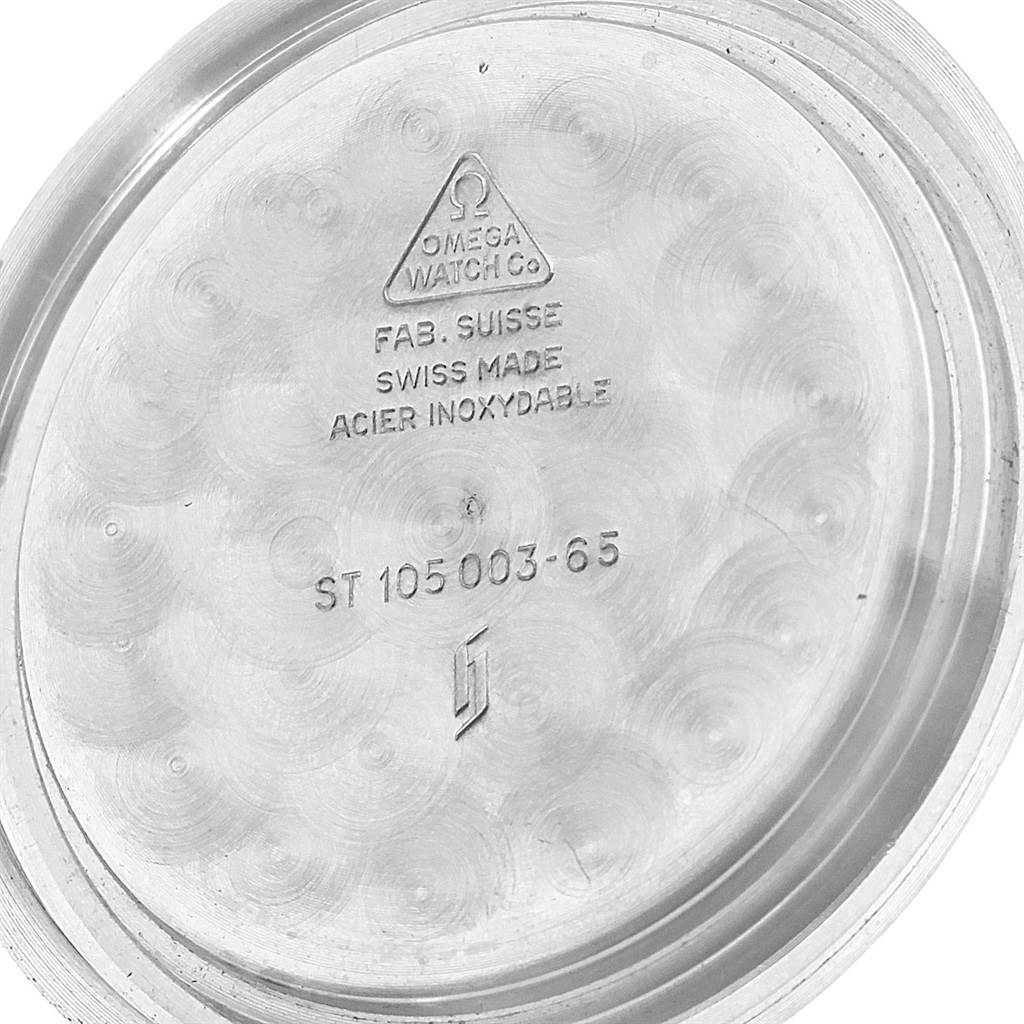 This image shows the inside case back of an Omega Speedmaster 105.003-65 Men's Stainless Steel Black Dial 105.003-65 Men's Stainless Steel Black Dial watch with model markings.