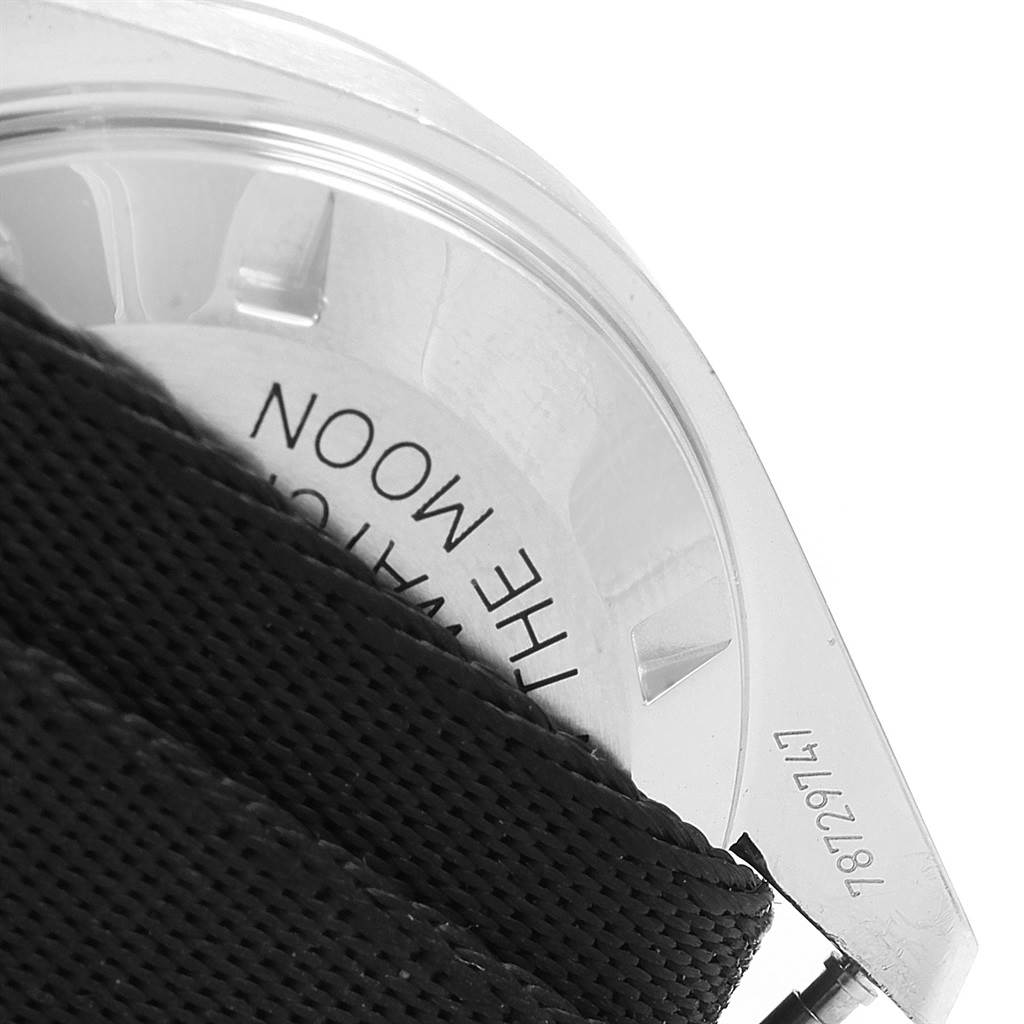 The image shows a close-up of the case back and strap attachment of an Omega Speedmaster 311.33.42.30.01.001 Men
s Stainless Steel Black Dial 311.33.42.30.01.001 Men
s Stainless Steel Black Dial watch.