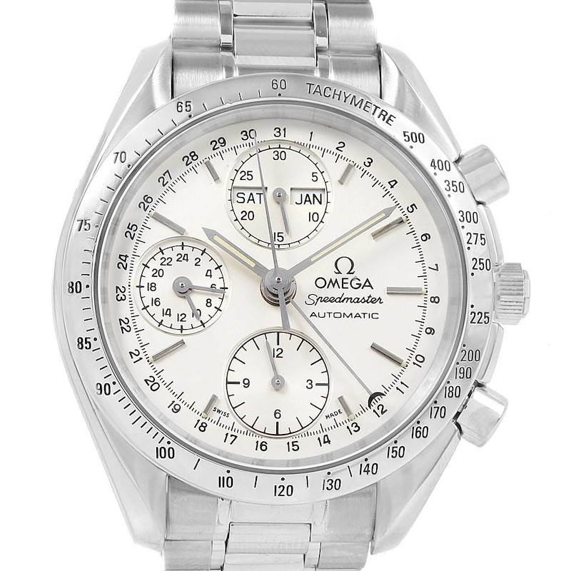 Omega Speedmaster Silver Dial Day Date Mens Watch 3521.30.00 Card SwissWatchExpo