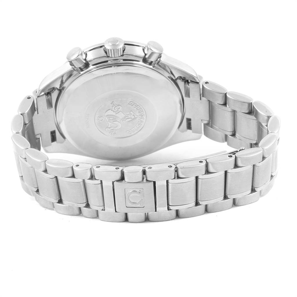 This image shows the back and bracelet of an Omega Speedmaster 3513.53.00 Men
s Stainless Steel Black Dial 3513.53.00 Men
s Stainless Steel Black Dial watch at a rear angle.