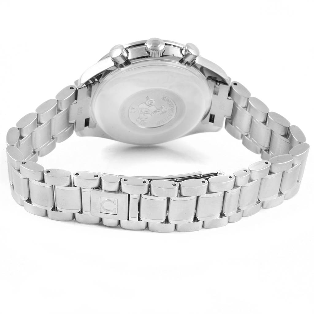 This image shows the back case and bracelet of an Omega Speedmaster 3513.30.00 Men
s Stainless Steel Silver Dial 3513.30.00 Men
s Stainless Steel Silver Dial watch, viewed from the rear.