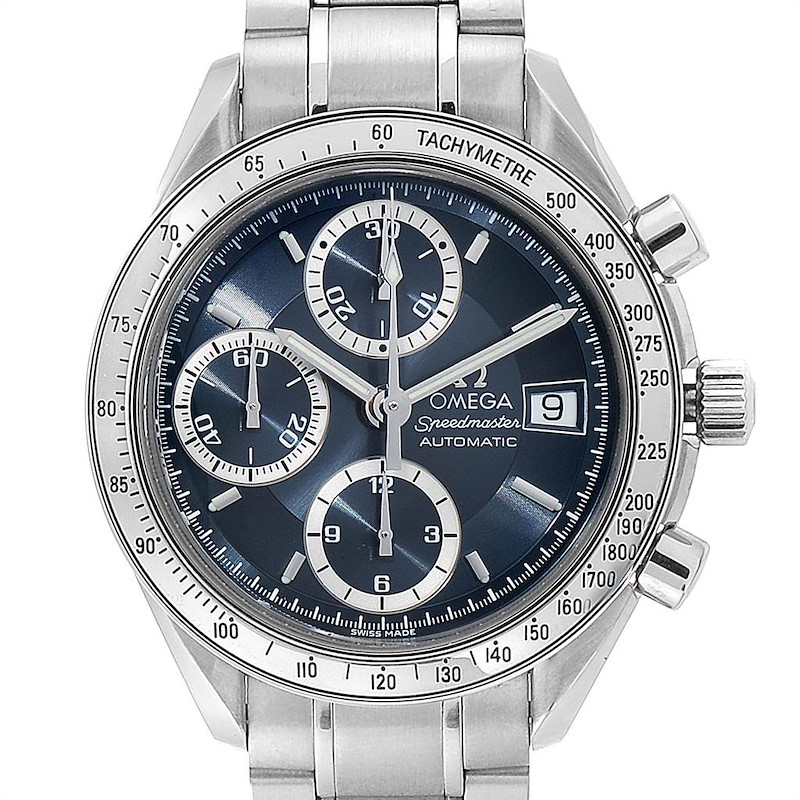 Omega Speedmaster Date Blue Grey Dial Mens Watch 3513.46.00 SwissWatchExpo