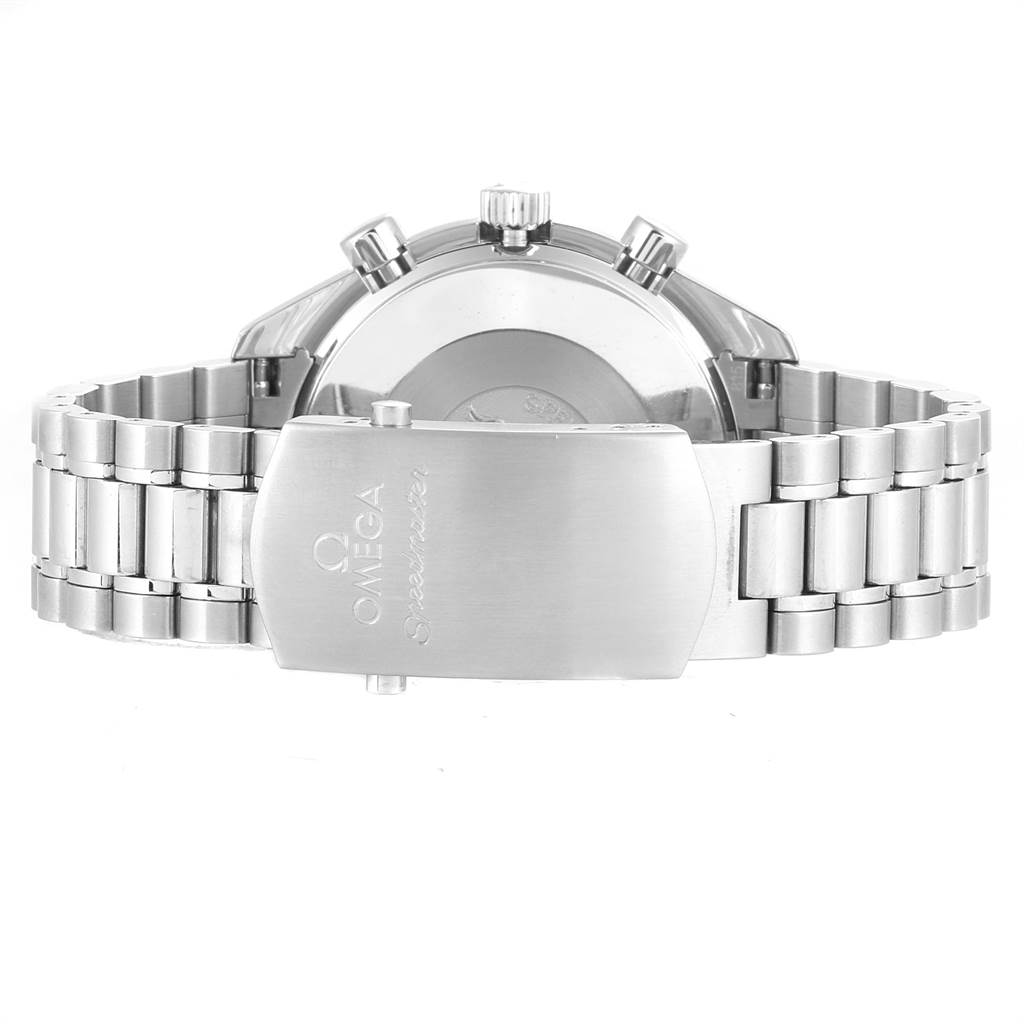 This image of the Omega Speedmaster 3539.50.00 Men
s Stainless Steel Black Dial 3539.50.00 Men
s Stainless Steel Black Dial watch shows the back view, highlighting the bracelet and clasp.