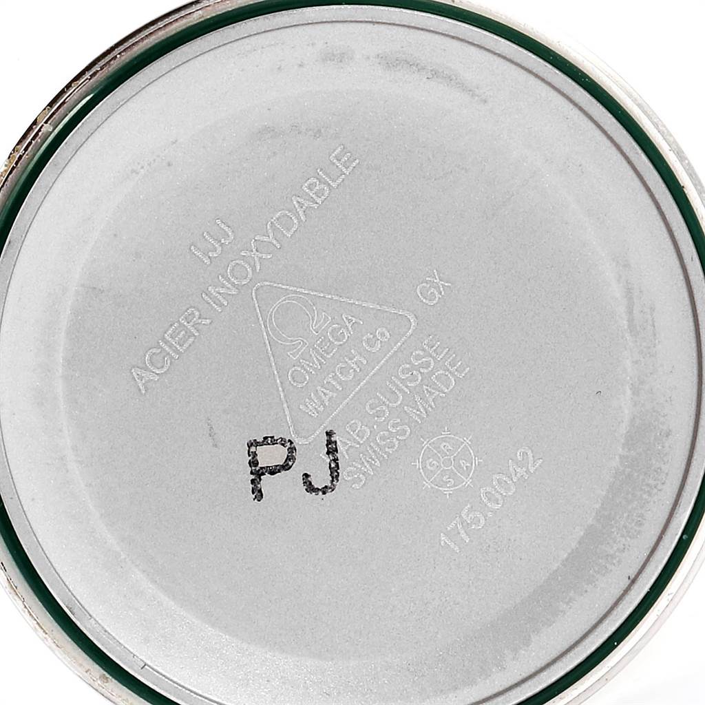 This image shows the inside of the case back for the Omega Speedmaster 3539.50.00 Men
s Stainless Steel Black Dial 3539.50.00 Men
s Stainless Steel Black Dial watch.