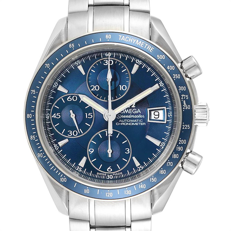 Omega Speedmaster Day Date Blue Dial Chronograph Watch 3212.80.00 SwissWatchExpo