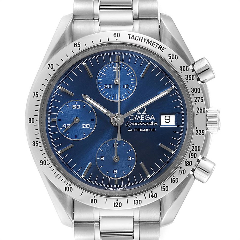 Omega Speedmaster Date Blue Dial Steel Mens Watch 3511.80.00 SwissWatchExpo