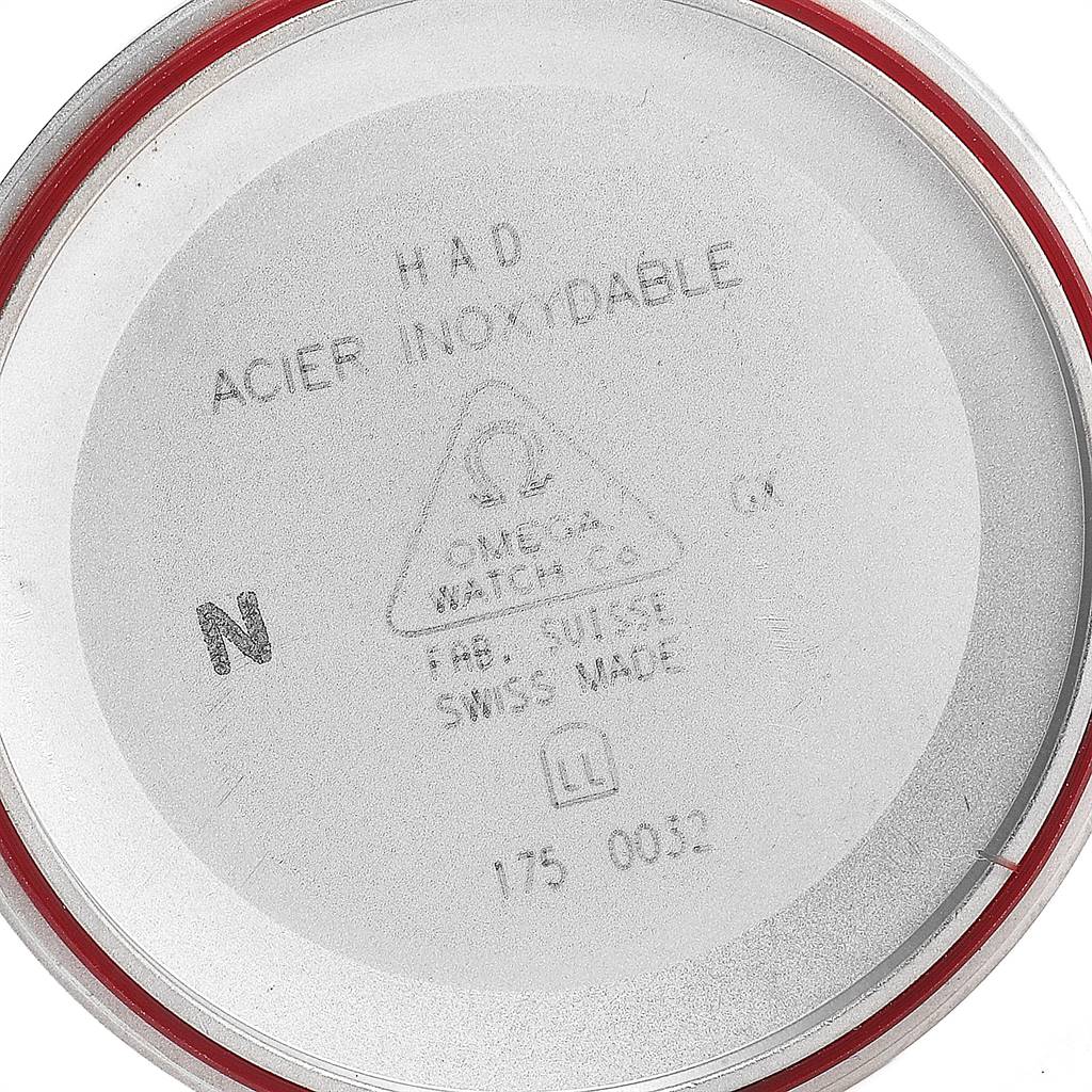 This image shows the interior side of the case back for an Omega Speedmaster 3510.50.00 Men
s Stainless Steel Black Dial 3510.50.00 Men
s Stainless Steel Black Dial watch.