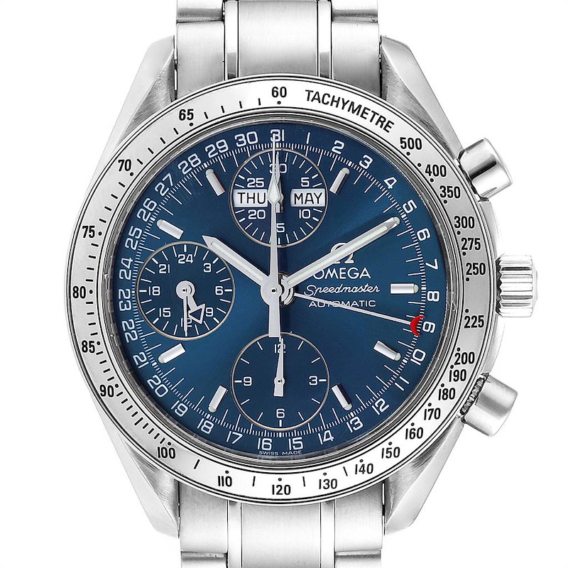 Omega Speedmaster 39mm Day-Date Blue Dial Mens Watch 3523.80.00 SwissWatchExpo