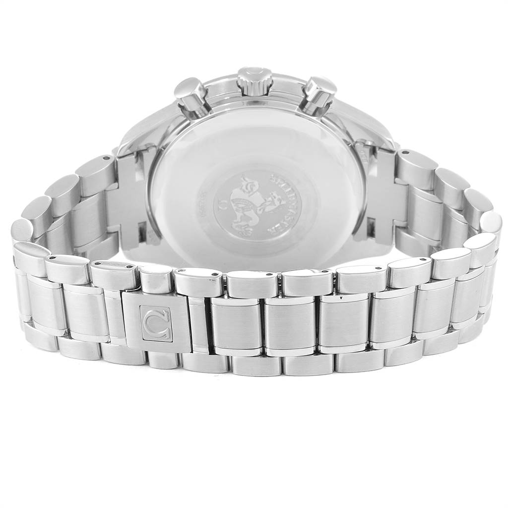 This image shows the back case and bracelet of an Omega Speedmaster 3513.52.00 Men
s Stainless Steel Black Dial 3513.52.00 Men
s Stainless Steel Black Dial watch from a rear angle.