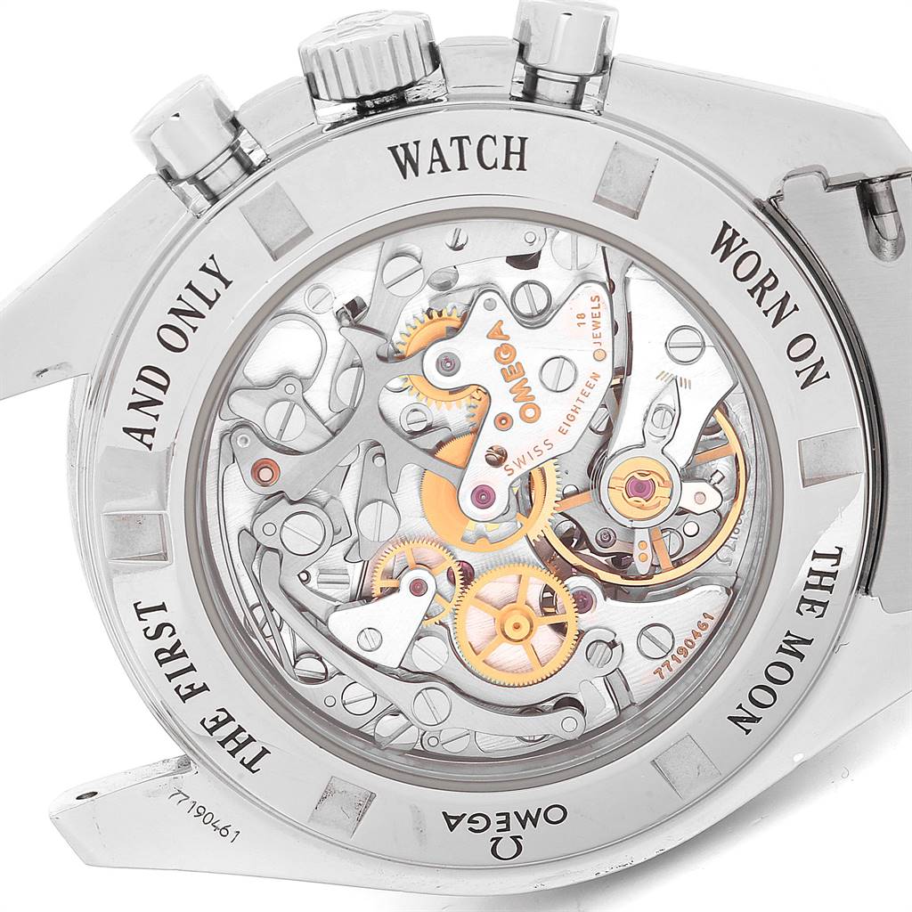 This image shows the case back of the Omega Speedmaster 311.30.42.30.13.001 Men's Stainless Steel Brown Dial 311.30.42.30.13.001 Men's Stainless Steel Brown Dial, revealing the intricate inner mechanisms.