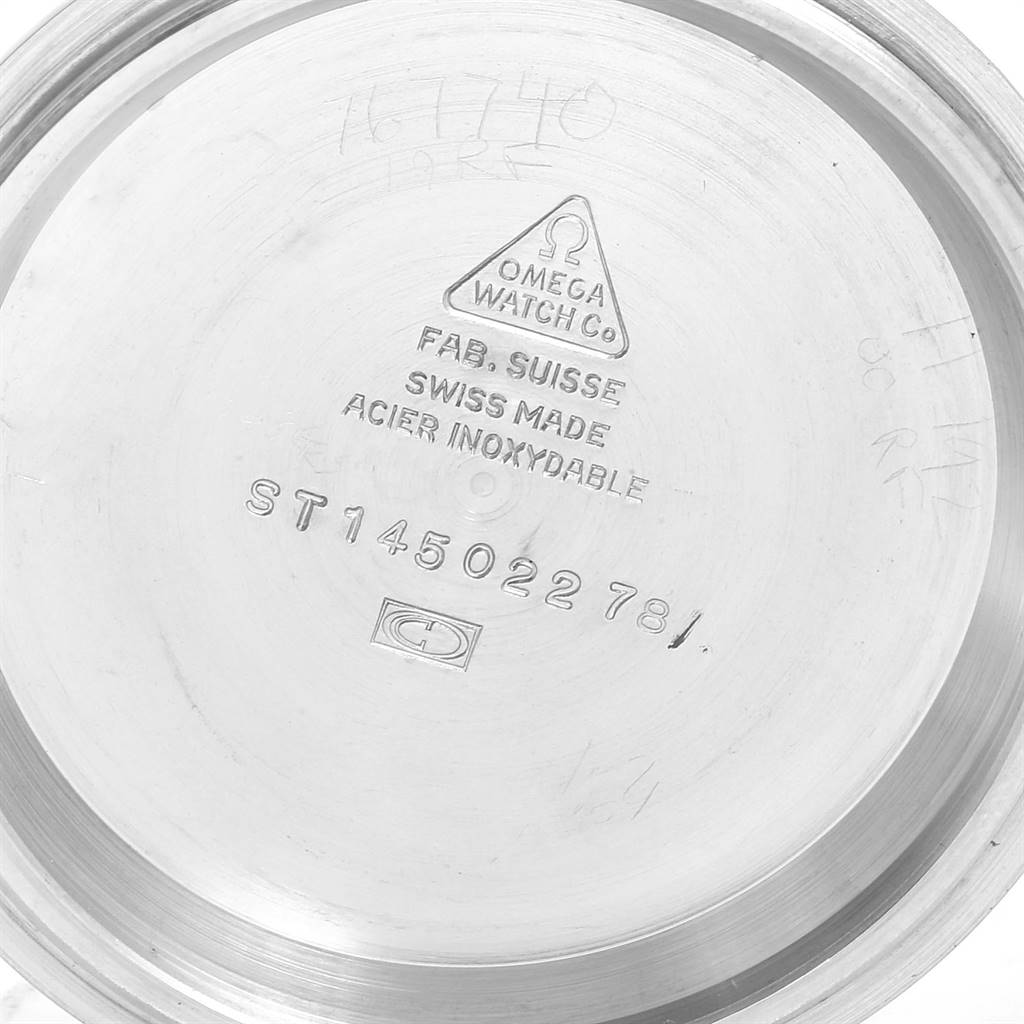 The image shows the inside case back of an Omega Speedmaster 3570.50.00 Men
s Stainless Steel Black Dial 3570.50.00 Men
s Stainless Steel Black Dial watch, including the model number and brand details.