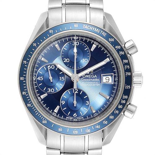 Photo of Omega Speedmaster Date Blue Dial Chrono Steel Mens Watch 3212.80.00
