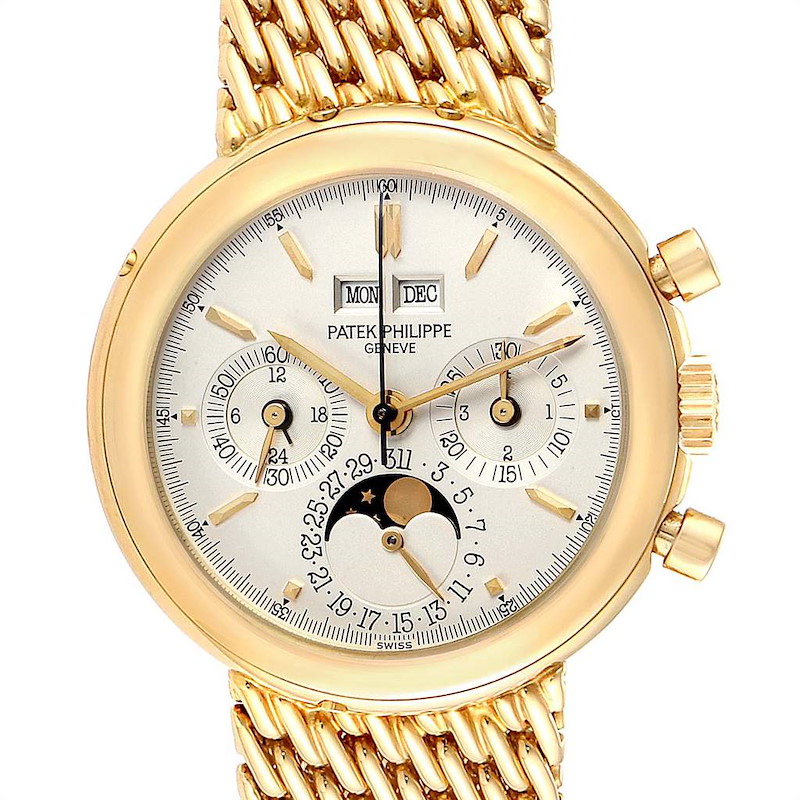 Patek Philippe Perpetual Calendar Chronograph Yellow Gold Mens Watch 3970 SwissWatchExpo