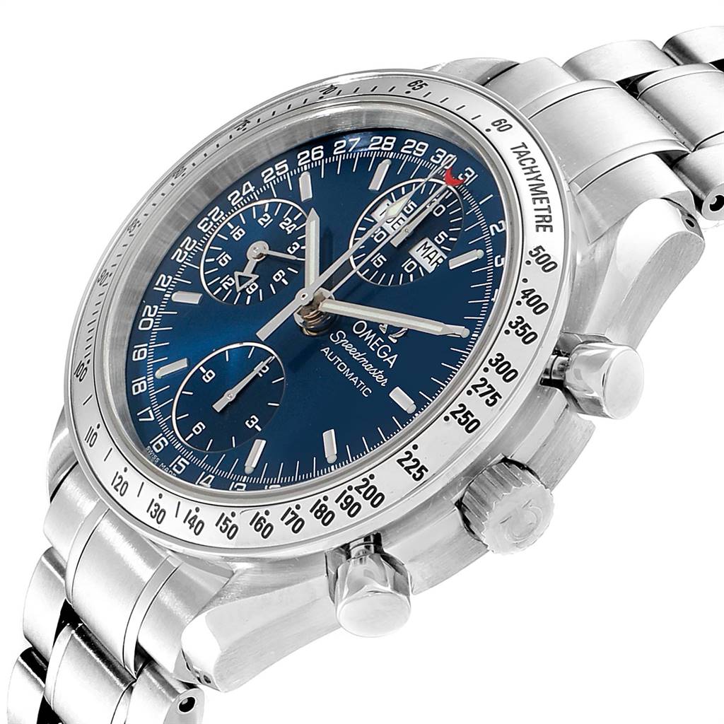 omega speedmaster day date blue