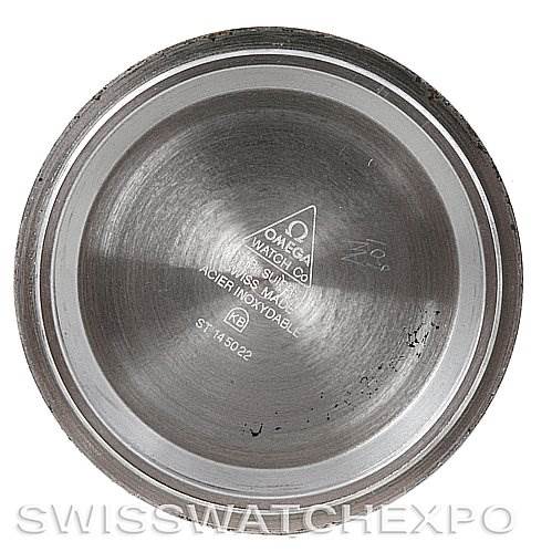 This image shows the interior of the case back cover of an Omega Speedmaster Men
s Stainless Steel Black Dial Men
s Stainless Steel Black Dial watch.