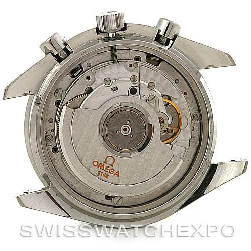 This image shows the back view of an Omega Speedmaster 3510.50.00 Men
s Stainless Steel Black Dial 3510.50.00 Men
s Stainless Steel Black Dial watch, highlighting its internal movement.