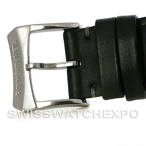 This image shows a close-up of the buckle and strap of a Raymond Weil watch, not the Omega Speedmaster Men
s Stainless Steel Black Dial Men
s Stainless Steel Black Dial.